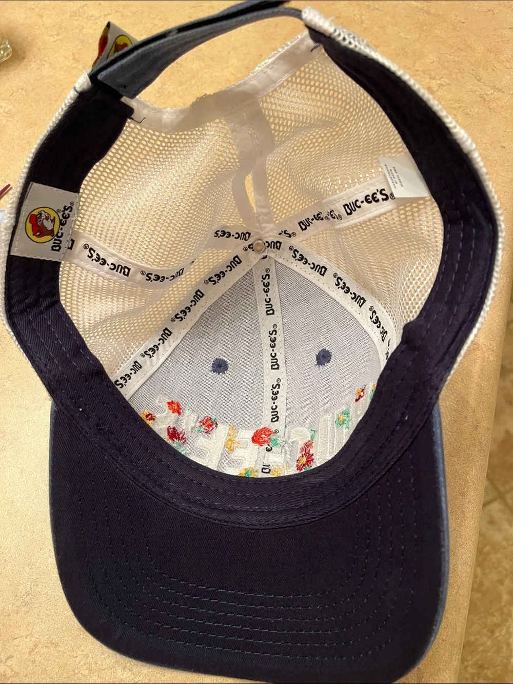 Kids Navy Floral Embroidered Buc-ee’s Trucker Hat
